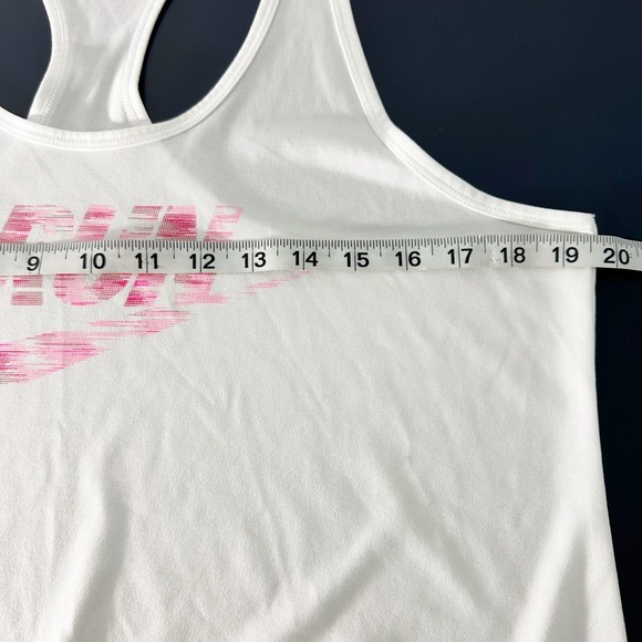 Nike Dri-Fit Run Logo Print Racerback Tank Top White‎ Pink Large Athletic - Picture 7 of 7